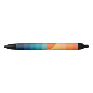 Abstract geometric sunrise black ink pen