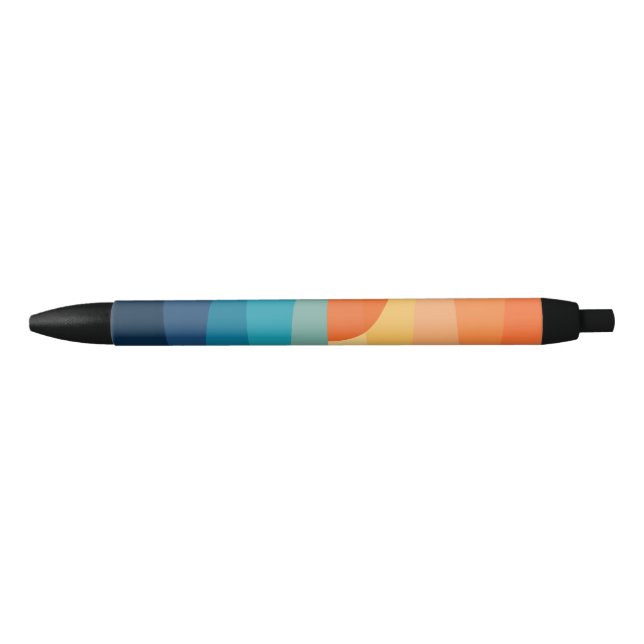 Abstract geometric sunrise black ink pen (Front)