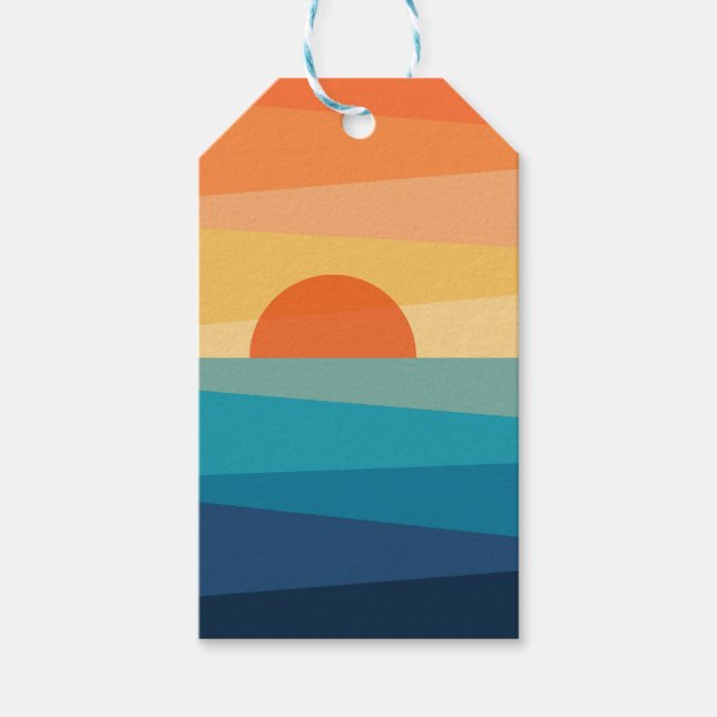 Abstract geometric sunrise gift tags (Front)