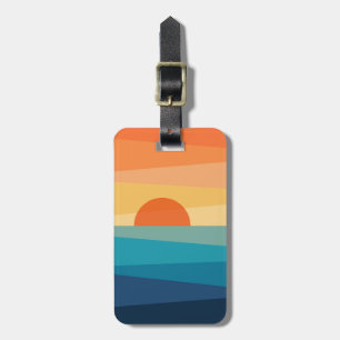 Abstract geometric sunrise luggage tag
