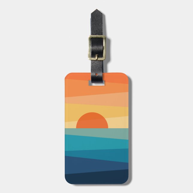 Abstract geometric sunrise luggage tag (Front Vertical)