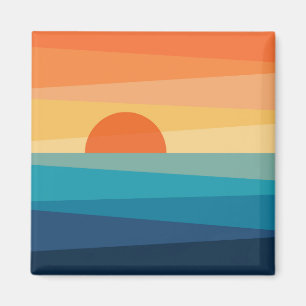 Abstract geometric sunrise magnet