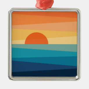 Abstract geometric sunrise metal tree decoration