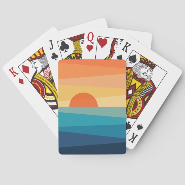 Abstract geometric sunrise playing cards (Back)