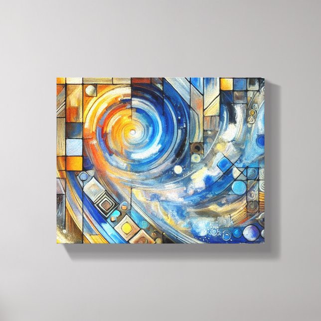 Abstract Geometric Swirl Wall Art - Vibrant Home D (Front)