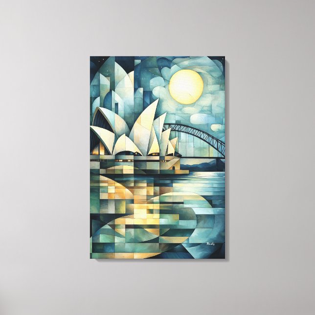 Abstract Geometric Sydney Skyline with Opera House Canvas Print (Front)