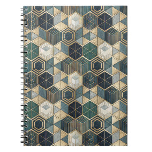 Abstract Geometric Teal & Gold Modern Pattern Notebook