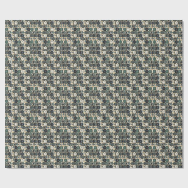 Abstract Geometric Teal & Gold Modern Pattern Wrapping Paper (Flat)