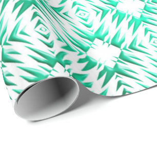 Abstract geometric teal pattern wrapping paper