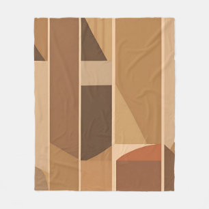 Abstract Geometric Terracotta Midcentury Modern Fleece Blanket