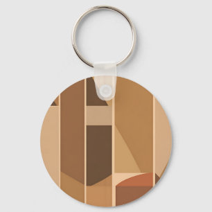 Abstract Geometric Terracotta Midcentury Modern Key Ring