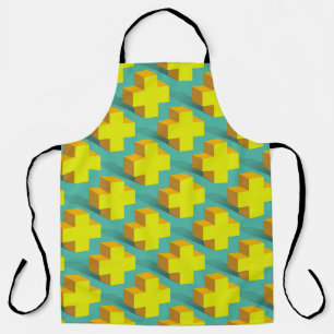 Abstract geometric texture of yellow crosses on a apron