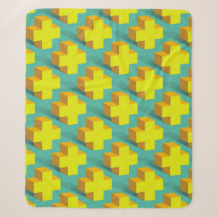 Abstract geometric texture of yellow crosses on a sherpa blanket