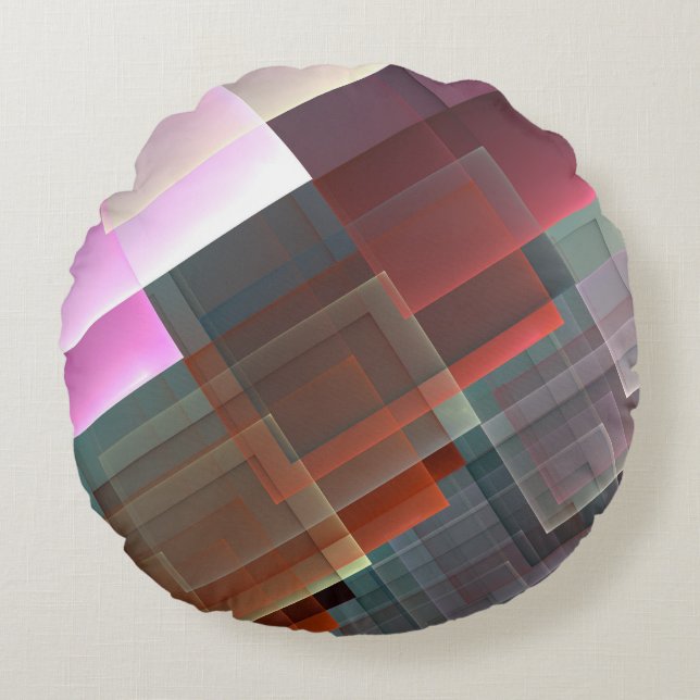 Abstract geometric textured decoration round cushion (Front)