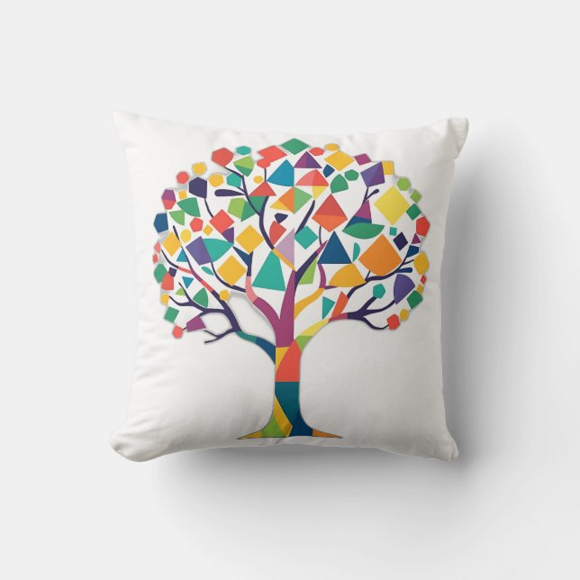 Abstract Geometric Tree Art Cushion (Front)