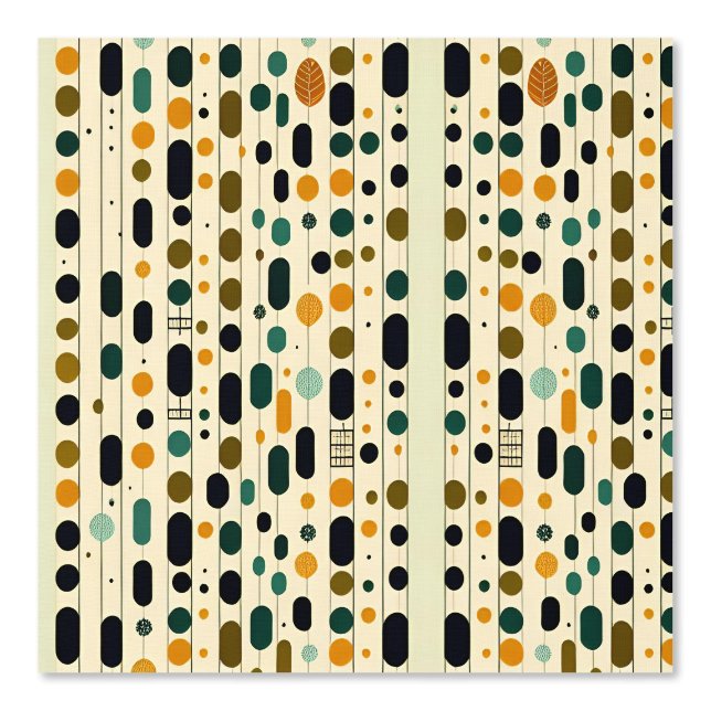 Abstract Geometric Trees and Circles Pattern Wallpaper (Front)