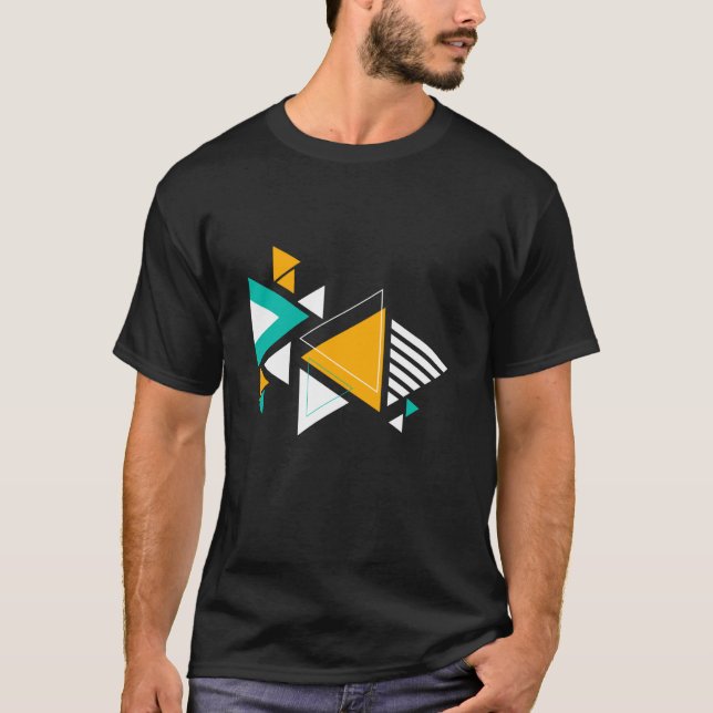 Abstract Geometric Triangle Colourful Art Graphic T-Shirt (Front)