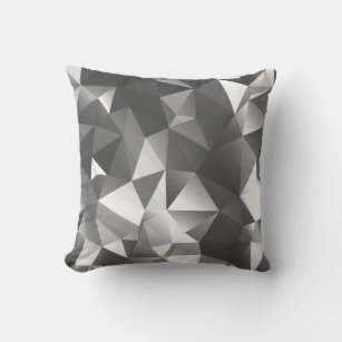 Abstract Geometric Triangle Pattern   Grey & White Cushion