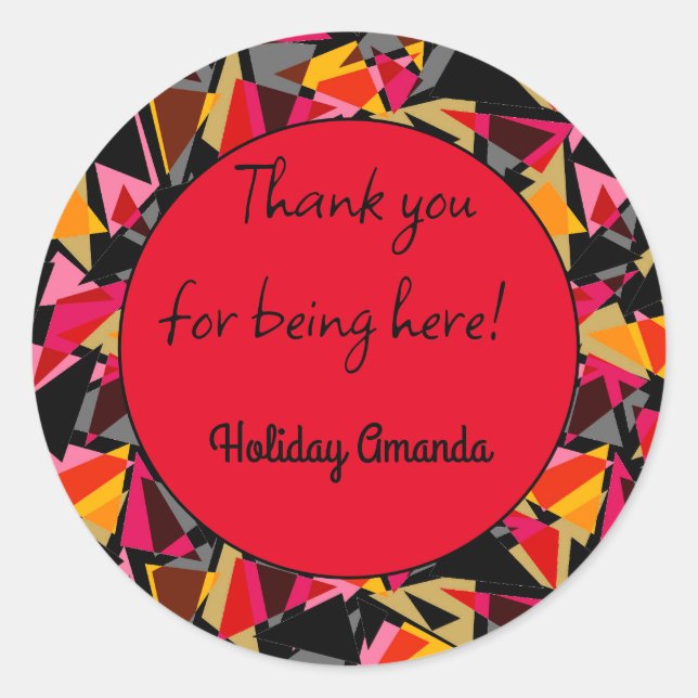 Abstract, Geometric, Triangles, Geometric  Classic Round Sticker (Front)