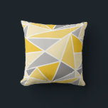 Abstract Geometric Triangles, Mustard Yellow Grey Cushion<br><div class="desc">This throw pillow features a seamless abstract geometric triangles pattern in butter yellow,  lemon,  mustard yellow and shades of grey and white for a modern minimalist look.</div>