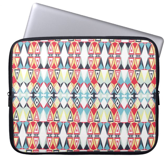 Abstract Geometric Tribal Line Pattern Laptop Sleeve (Front)