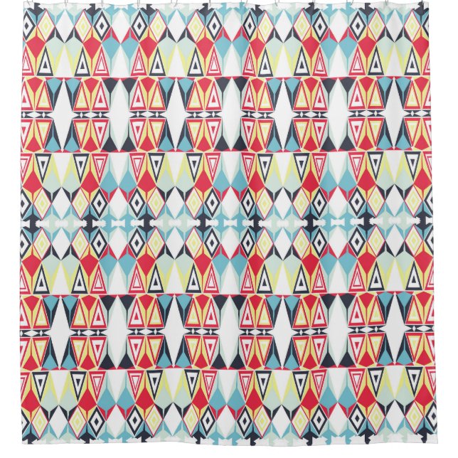 Abstract Geometric Tribal Line Pattern Shower Curtain (Front)