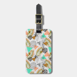 Abstract Geometric Tropical Leaf Pattern Luggage Tag