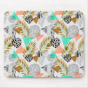 Abstract Geometric Tropical Leaf Pattern Mouse Mat