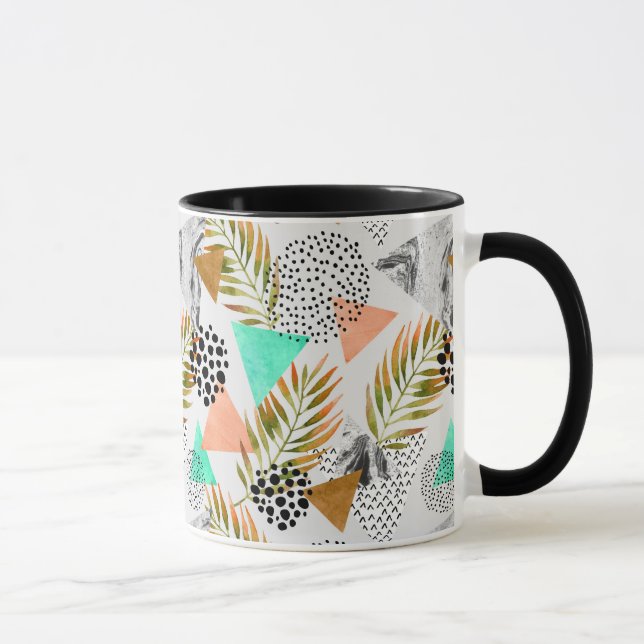 Abstract Geometric Tropical Leaf Pattern Mug (Right)