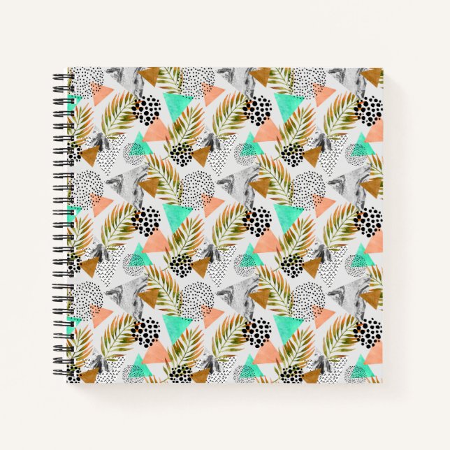 Abstract Geometric Tropical Leaf Pattern Notebook (Front)