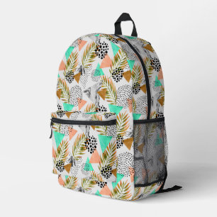Abstract Geometric Tropical Leaf Pattern Printed Backpack