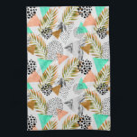 Abstract Geometric Tropical Leaf Pattern Tea Towel<br><div class="desc">Triangles with palm leaf and marble grunge textures. | © and ® Bigstock® - All Rights Reserved.</div>