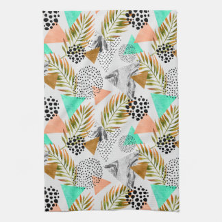 Abstract Geometric Tropical Leaf Pattern Tea Towel