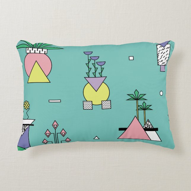 Abstract geometric, vases plants memphis style. decorative cushion (Front)