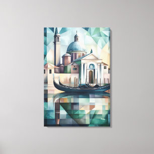 Abstract Geometric Venice Skyline with Gondola Canvas Print