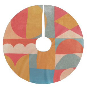 Abstract Geometric: Vintage Paper Texture Brushed Polyester Tree Skirt