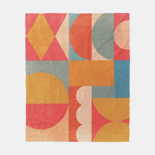 Abstract Geometric: Vintage Paper Texture Fleece Blanket (Front)