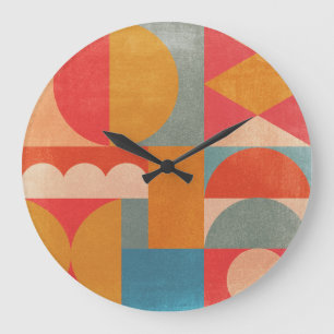 Abstract Geometric: Vintage Paper Texture Large Clock