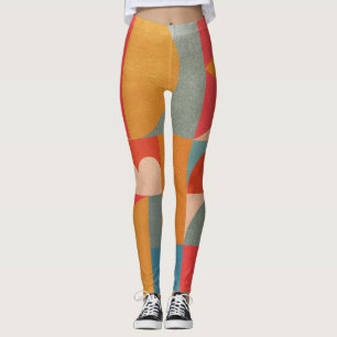 Abstract Geometric: Vintage Paper Texture Leggings