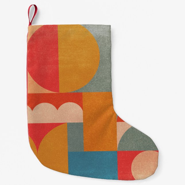 Abstract Geometric: Vintage Paper Texture Small Christmas Stocking (Front)