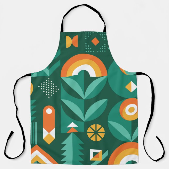 Abstract geometric vintage pattern in Scandinavian Apron (Front)