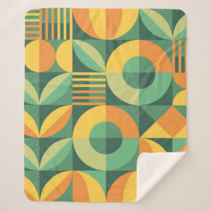Abstract geometric vintage pattern in Scandinavian Sherpa Blanket