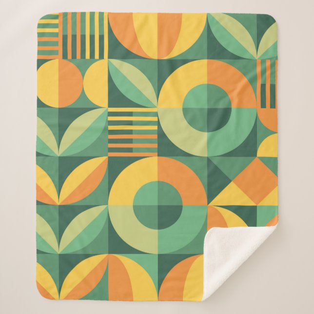 Abstract geometric vintage pattern in Scandinavian Sherpa Blanket (Front)