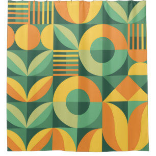 Abstract geometric vintage pattern in Scandinavian Shower Curtain