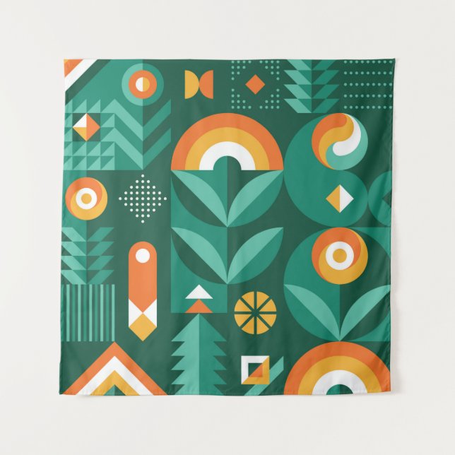 Abstract geometric vintage pattern in Scandinavian Tapestry (Front)