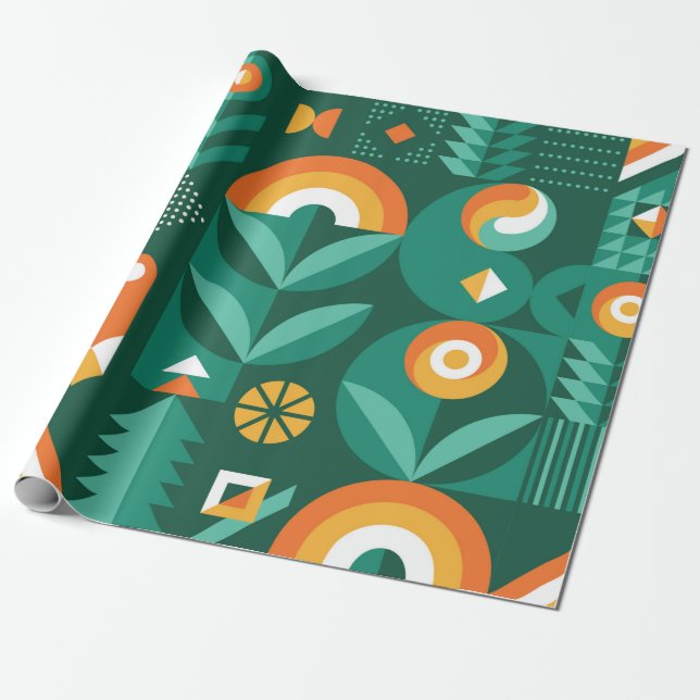 Abstract geometric vintage pattern in Scandinavian Wrapping Paper (Unrolled)