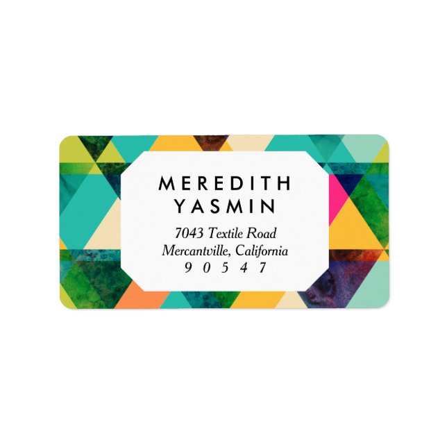Abstract Geometric watercolor triangle pattern Label (Front)