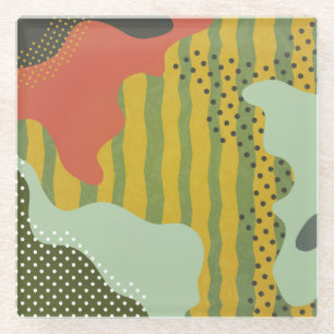 Abstract Geometric Waves Creative Background Glass Coaster