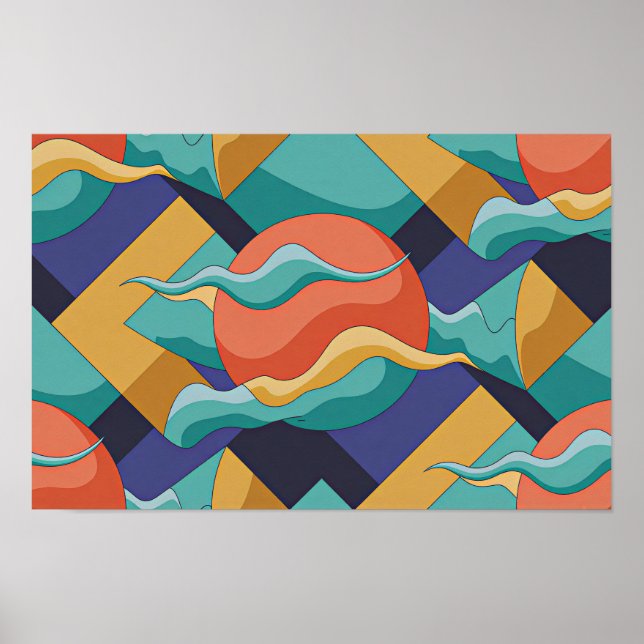 Abstract Geometric Waves Poster (Front)