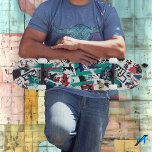 Abstract Geometric with Bold Graffiti Elements Skateboard<br><div class="desc">This skateboard design features a vibrant mix of graffiti-inspired geometric shapes and expressive brushstrokes in teal, red, and black on a clean white background. The layered, chaotic elements and abstract symbols create a striking visual that blends urban energy with a modern art vibe. Ideal for skaters who love unique and...</div>